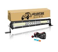Willpower 15 inch 144W LED Light Bar 12V 24V Slim Single Row Driving Lights IP67 Waterproof Spot Flood Combo Work Fog Lamps for 4X4 Offroad Truck Car ATV SUV Vehicle Boat Lighting with Wire Harness