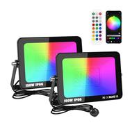 Willpower 150W Smart RGB LED Floodlight Outdoor Garden Remote APP Control | 2X 15,000LM LED Flood Lights, Color Changing, DIY Scenes, Timing, IP66 Waterproof, Uplight for Party Stage Patio, UK Plug
