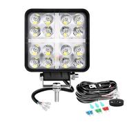 Willpower 1pc 4 Inch 48W Square LED Work Light with 12V Wire Harness, 3 Modes White Amber Spot Lights LED Pods IP67 Offroad Driving Lights Fog Lamps for Truck Tractor Boat 4x4 Car SUV ATV Excavator
