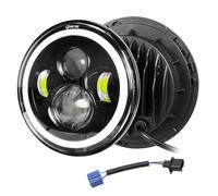 Willpower 1pc 7'' Round LED Headlights, 50W 5000LM 4 Lens Angel Eyes White DRL & Amber Halo Ring Turn Signal Lights High/Low Beam for Jeep Wrangler JK LJ CJ TJ Motorcycle Car Offroad