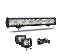 Willpower 20 inch 420W LED Light Bar Spot Flood Combo Beam + 2PCS 4 inch Spot Led Work Light 12V 24V Driving Off Road Lights Waterproof Fog Lamp for 4X4 Offroad Truck Car ATV Boat with Wiring Harness