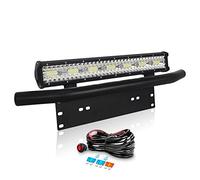 Willpower 20 inch 420W LED Light Bar Spot Flood Combo + Licence Number Plate Bumper Mounting Bracket 12V 24V Driving Off Road Lights Waterproof for 4X4 Offroad Truck Car ATV Boat with Wiring Harness