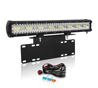 Willpower 23 inch 480W LED Light Bar Spot Flood Combo + Licence Number Plate Bumper Mounting Bracket 12V 24V Driving Off Road Lights Waterproof for 4X4 Offroad Truck Car ATV Boat with Wiring Harness