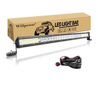 Willpower 24 Inch 216W LED Light Bar + 2 Pcs Strong Magnetic Mounting Bracket Holder + Wire Harness 12V 24V Off Road Driving Lights IP67 Spot Beam Work Fog Lamps for 4X4 Offroad Truck Car Boat