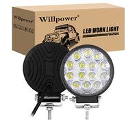 Willpower 2pc 4 inch 42W Led Pods Flood Offroad Driving Lights 12V 24V Waterproof Fog Lamps Led Work Light for Truck Tractor Car 4x4 ATV UTV SUV Boat