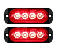 Willpower 2pcs 3.3 Inch LED Strobe Warning Lights, Red 4 Safety Emergency Flashing Light for Construction Hazard, Beacon Light Bar for Car Truck Van Off Road Vehicle Boat Surface Mount