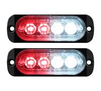 Willpower 2pcs 3.3 Inch LED Strobe Warning Lights, Red White 4 LED Safety Emergency Flashing Light Construction Hazard Beacon LED Light Bar For Car Truck Van Off Road Vehicle Boat Surface Mount