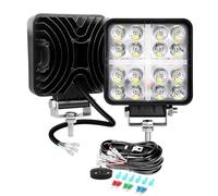 Willpower 2pcs 4 Inch 48W Square LED Work Light with 12V Wire Harness, 3 Modes White Amber Spot Lights LED Pods Offroad Driving Lights Fog Lamps for Truck Tractor Boat 4x4 Car SUV ATV Excavator, IP67