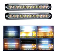 Willpower 2pcs 7.5 Inch LED Strobe Warning Lights, White Amber, 12 LED Safety Emergency Flashing Lights, Construction Hazard Beacon, Car Truck Van Off Road Vehicle Boat Surface Mount
