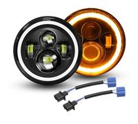 Willpower 2pcs 7'' Round LED Headlights, 50W 5000LM 4 Lens Angel Eyes White DRL & Amber Halo Ring Turn Signal Lights High/Low Beam for Jeep Wrangler JK LJ CJ TJ Motorcycle Car Offroad