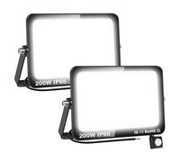 Willpower 2pcs LED Floodlight 200W 20000lm LED Security Lights Outdoor with Motion Sensor LED Work Light IP66 Waterproof PIR Lights White 6000K Wall Light for Garden Garage Court Patio Lawn