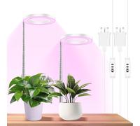 Willpower 2PCS LED Grow Lights for Indoor Plants Full Spectrum Growing Lamps, Auto Timer 3/9/12H, 10 Dimmable Levels, Height Adjustable for Large Plants, Diameter 6.3" Halo