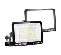 Willpower 2PCS Outdoor LED Floodlights 100W 10000LM, Flood Lights with Plug, LED Security Lights 6000K Cold White Job Site Work Lamp IP66 Waterproof for Garden Garage Yard Lawn Court Workshop Patio