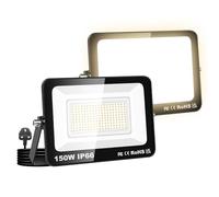 Willpower 2PCS Outdoor LED Floodlights 150W 15000LM, Flood Lights with Plug, LED Security Lights 3000K Warm White Job Site Work Lamp IP66 Waterproof for Garden Garage Yard Lawn Court Workshop Patio