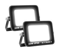 Willpower 2pcs Outdoor LED Floodlights 20W 2000LM LED Security Lights IP66 Waterproof 175V-265V Daylight White 6000K Wall Light for Garden Garage Yard Lawn Court Patio