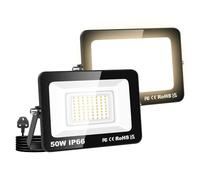 Willpower 2PCS Outdoor LED Floodlights 50W 5000LM, Flood Lights with Plug, LED Security Lights 3000K Warm White Job Site Work Lamp IP66 Waterproof for Garden Garage Yard Lawn Court Workshop Patio