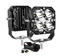 Willpower 2X 4.3 30W 3000LM LED Work Light with 12V DT Wire Harness, Square Off Road Driving Lights Fog Lamps for Car Truck 4x4 Boat Tractor, 6000K White, Waterproof Headlight, Spot Beam