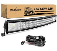 Willpower 32 Inch Curved LED Light Bar 405W Offroad Driving Fog Light | With 12V Wiring Harness, Tri-row, Spot Flood Combo Beam, 12V, Waterproof, 6000K White, For 4x4 Truck SUV ATV UTV Boat.