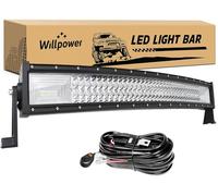 Willpower 32 inch Curved LED Light Bar 405W Spot Flood Combo Triple Row Led Off road Driving Fog Lights with Mounting Bracket and Wiring Harness for Car Tractor Truck ATV SUV Boat