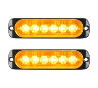 Willpower 4.3 Inch LED Strobe Warning Lights, 6 LED Amber Yellow Flashing Safety Emergency Beacon Light Bar for Car, Truck, Boat