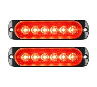 Willpower 4.3 Inch LED Strobe Warning Lights, Red 6 Safety Emergency Flashing Light for Construction Hazard, Beacon Light Bar for Car Truck Van Off Road Vehicle Boat Surface Mount