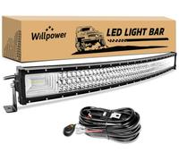Willpower 52 Inch Curved LED Light Bar 675W Offroad Driving Fog Light | With 12V Wiring Harness, Tri-row, Spot Flood Combo Beam, 12V, Waterproof, 6000K White, For 4x4 Truck SUV ATV UTV Boat.