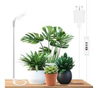 Willpower LED Grow Lights for Indoor Plants Full Spectrum Growing Lamps with Base, Auto Timer 3/9/12H, 10 Dimmable Levels, Height Adjustable for Small Plants, Diameter 3.54" Halo