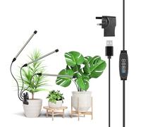 Willpower LED Grow Lights for Indoor Plants with Clip, Growing Lamps 3-Head 126 LEDs Full Spectrum 380nm-800nm, Auto ON & Off Timer 3/9/12H, Red & White, 3 Tubes, 10 Dimmable Levels