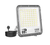 Willpower Outdoor LED Floodlights 100W 10000LM, LED Security Lights 6000K Cold White, IP66 Waterproof for Garden, Garage, Yard, Lawn, Court, Workshop, Patio, 1 M Wire with UK Plug
