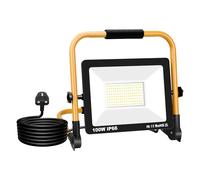 Willpower Portable LED Work Light 100W Job Site Lights 10000LM IP66 Waterproof Construction Floodlights Outdoor with Stand 6500K Daylight White for Camping Workshop Garage with 3.5m Wire Plug