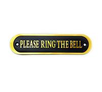 Will's Family Store Please Ring The Bell Aluminum Door Sign Black and Golden 5.5x1.4 inch