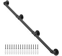 Willstar 10FT Industrial Staircase Handrail Non-Slip Pipe Bar Foot Rail Wall Mount Stair Rail Vintage Grab Bar for Steps Black Iron Pipe Handrail for Outdoor Indoor Stairs Loft Porch Hand Rail (10ft)