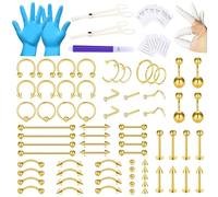 WillTen 100PCS Piercing Kits for All Piercings, 12G 14G 16G Piercing Needles Tools for Nose Septum Belly Button Lip Tongue Cartilage Ear Tragus Helix Piercing with Piercing Jewelries Clamps Tool Kit