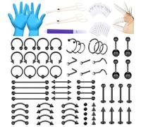 WillTen 100PCS Piercing Kits for All Piercings, 12G 14G 16G Piercing Needles Tools for Nose Septum Belly Button Lip Tongue Cartilage Ear Tragus Helix Piercing with Piercing Jewelries Clamps Tool Kit