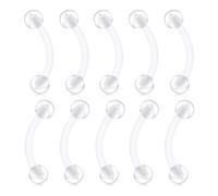 WillTen 10Pcs Eyebrow & Lip Piercing Jewellery, 16G Curved Barbell & Rook Piercing Bars