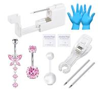 WillTen 10Pcs Piercing Kit with Piercing Gun, Extra 13G 14G Piercing Needles with 316L Surgical Stainless Steel Bar for Navel Septum Nose Nipple Piercing