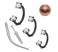 WillTen 16G Septum Piercing Jewellery Septum Ring, Double Gem Horseshoe Nose Ring Horse Shoe Piercing, Stainless Steel Cartilage Helix Tragus Earring Hoops Labret Lip Piercing Jewelry Black