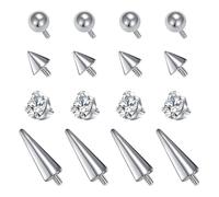 WillTen 16Pcs Piercing Balls & Spikes, 16G 3mm Belly Bar Balls, Septum Balls, Industrial Piercing Jewellery