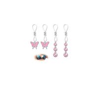 WillTen 2Pairs Fake Nipple Piercing with Pink Butterfly Dangles, Adjustable Nipple Jewelry Non Piercing Clip on Nipple Rings, Sparkling Sexy Faux Body Piercing Clothing Accessories for Women