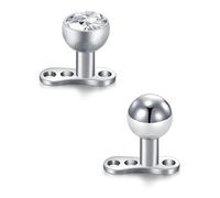 WillTen 2Pcs Dermal Piercing Top and Base Microdermals, Dermal Tops Dermal Piercing Jewelry Tops Dermal Anchor Piercing 316L Surgical Steel Dermal Piercing Jewelry Tops with Stone