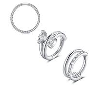 WillTen 2PCS Hinged Nose Ring Hoop Silver,16G 8mm 10mm Nose Septum Ring Surgical Steel with Diamond Hinged Clicker Segment Nose Rings Cartilage Helix Tragus Rook Piercing Jewellery for Women Girls