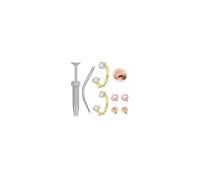 WillTen 2Pcs Horseshoe Nose Ring Septum Piercing Jewellery, 18G Stainless Steel Double Gem Horseshoe Piercing Septum Ring U Shape Half Hoop 6mm 8mm with Pink Screw Top Gold