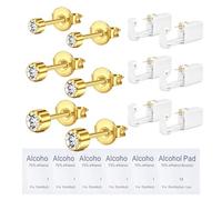 WillTen 6Pcs Gold Ear Piercing Kit With Gun and Built-in Diamond Studs - Disposable Self Piercing Tool