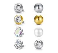 WillTen 8Pcs Internally Threaded Externally Threaded Piercing Balls,14G Piercing Balls Belly Button Piercing Top Ball, Internally Threaded Balls Replacement for Belly Button Nipple Piercing