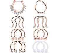 WillTen Septum Rings 16G Stainless Steel Horseshoe Piercing Nose Hoop Rings Women Men Helix Cartilage Earrings Hoop Conch Piercing Jewellery