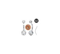 WillTen Titanium Belly Button Bars 10mm Standard Belly Bar, G23 Titanium Internal Thread Navel Button Piercing Rings with Taper, Cubic Zirconia Silver Belly Bar for Healing Sensitive Skin