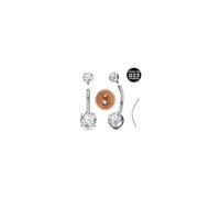 WillTen Titanium Belly Button Bars 12mm Long and Extra Long Belly Bar, G23 Titanium Internal Thread Navel Button Piercing Rings with Taper, Cubic Zirconia Silver Belly Bar for Healing Sensitive Skin