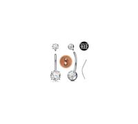 WillTen Titanium Belly Button Bars 14mm Long and Extra Long Belly Bar, G23 Titanium Internal Thread Navel Button Piercing Rings with Taper, Cubic Zirconia Silver Belly Bar for Healing Sensitive Skin