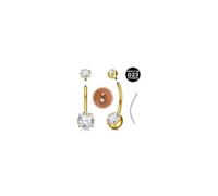 WillTen Titanium Belly Button Bars 14mm Long and Extra Long Belly Bar, G23 Titanium Internal Thread Navel Button Piercing Rings with Taper, Cubic Zirconia Gold Belly Bar for Healing Sensitive Skin