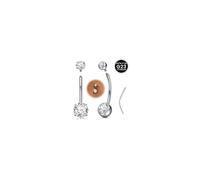 WillTen Titanium Belly Button Bars 16mm Long and Extra Long Belly Bar, G23 Titanium Internal Thread Navel Button Piercing Rings with Taper, Cubic Zirconia Silver Belly Bar for Healing Sensitive Skin